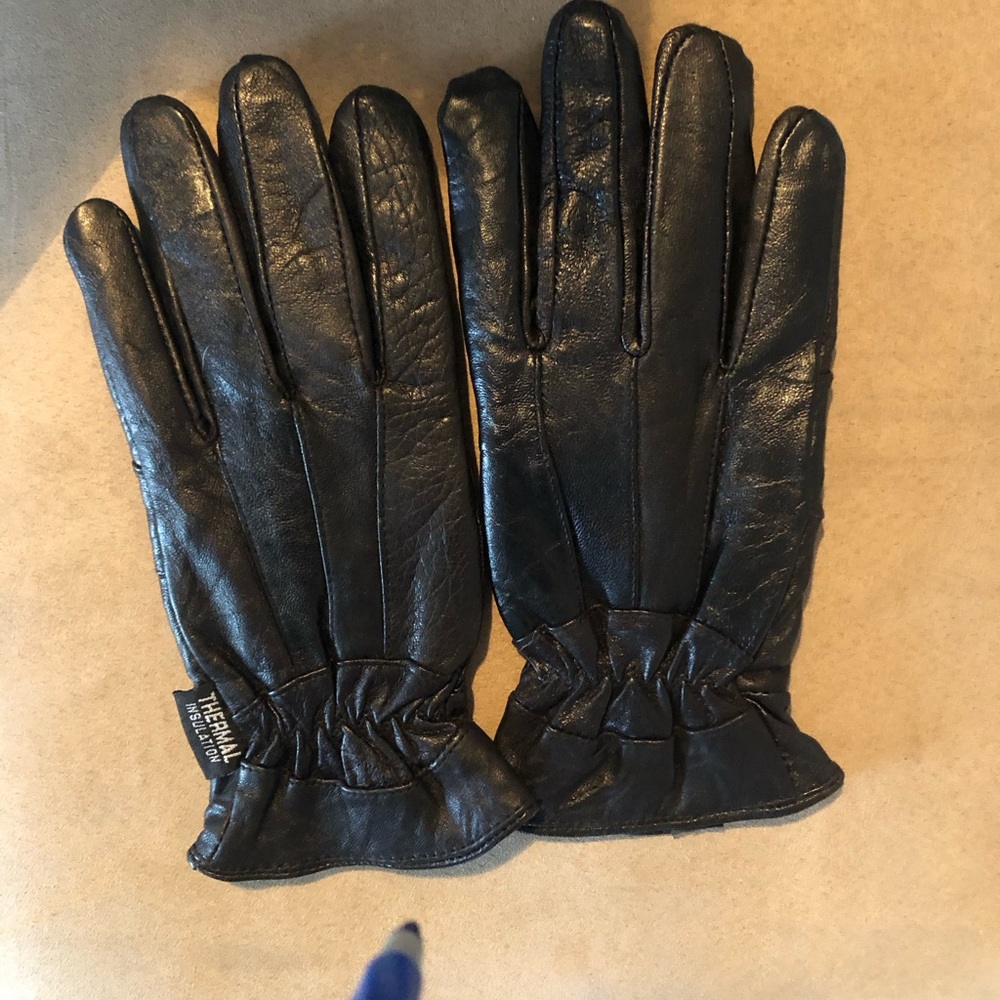 Black Leather Gloves for Women large